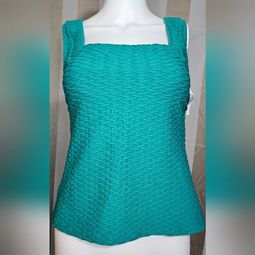 Lands' End Tankini Top Square Neck Textured Women's Swim NWT Small